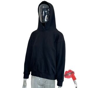 Hudson Jeans Hoodie Women Medium Black Back Cutout Pullover Sweatshirt Basics